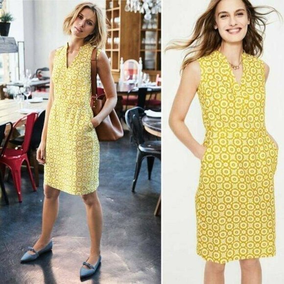 Boden Dresses & Skirts - Boden 8 Notch Neck Dress Linen Sleeveless Floral Summer